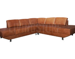 Sofa Seccional cuero natural con pata metalica