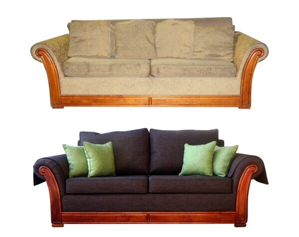 Retapizado de antiguo sofá con restauración de maderas
