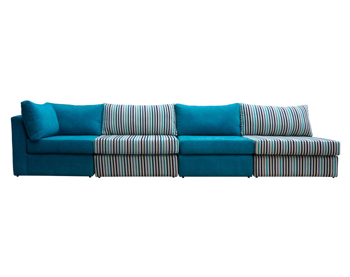 Retapizado de sofá modular en tapiz con mezcla de tapices