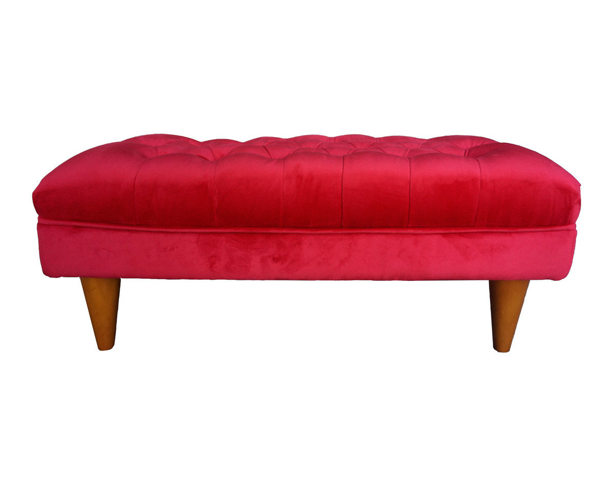 Banqueta Capitoné Felpa Art Rojo