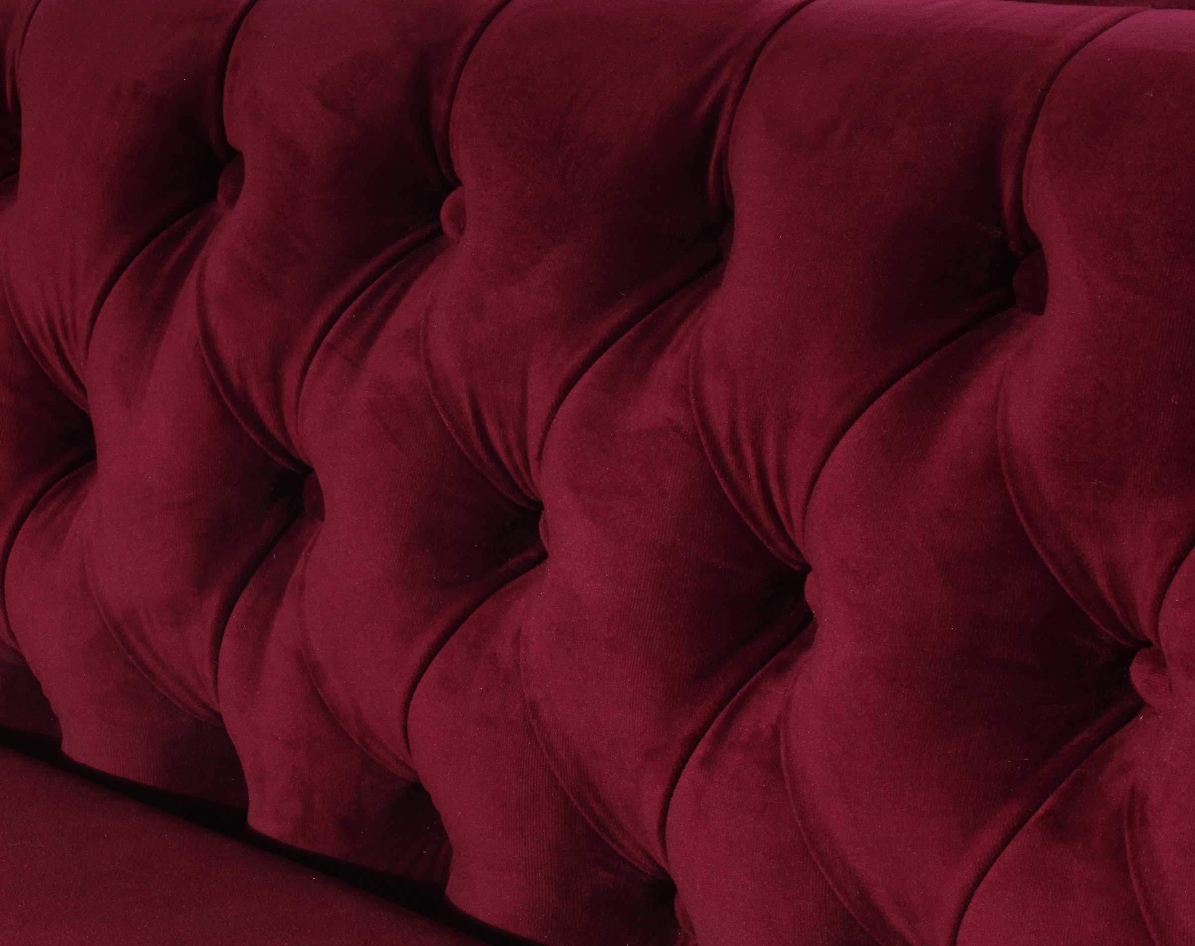 Sofa clasico chesterfield capitone Felpa Art Vino respaldo
