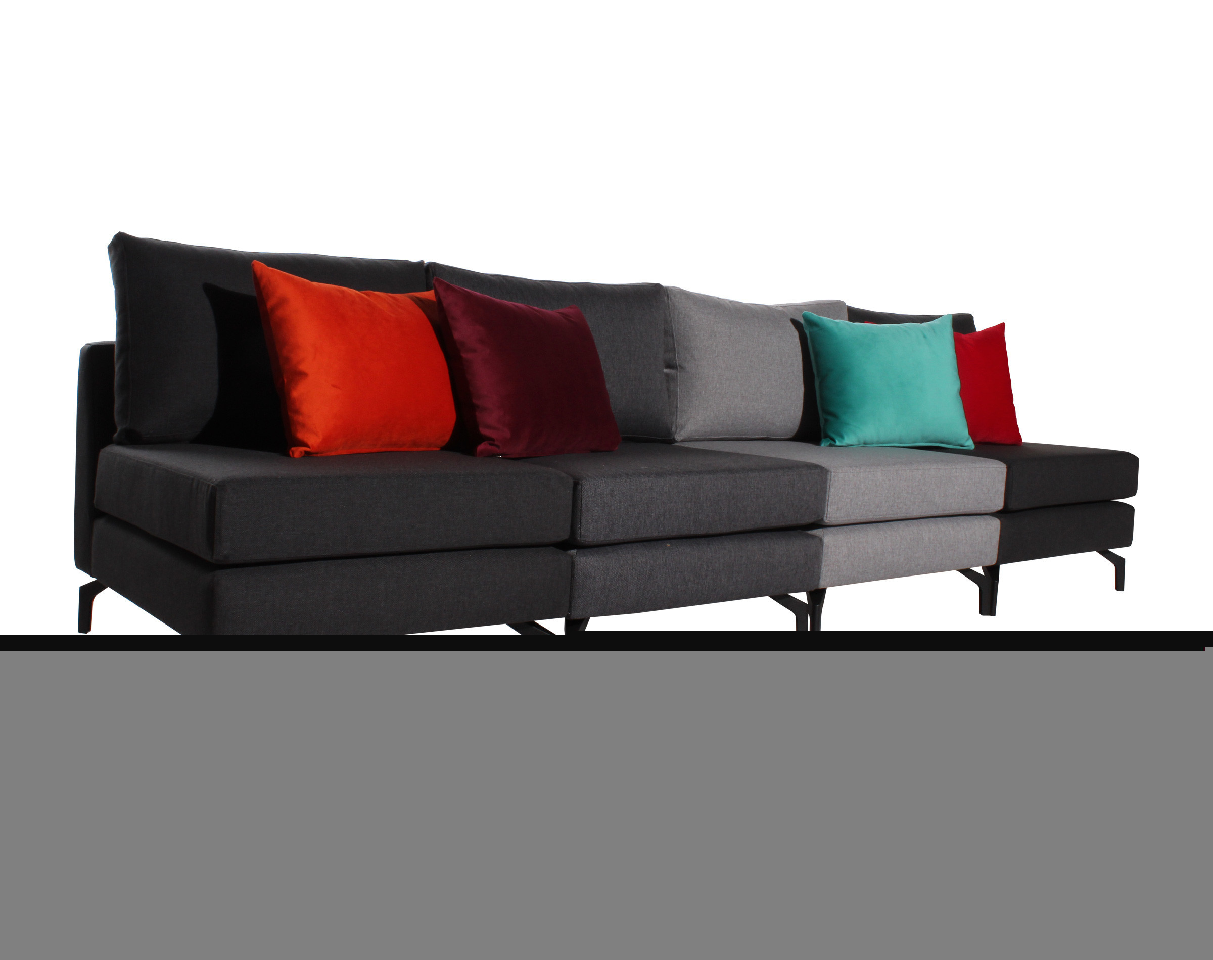 Sofa modular 4 cuerpos XSD con patas metalicas iso