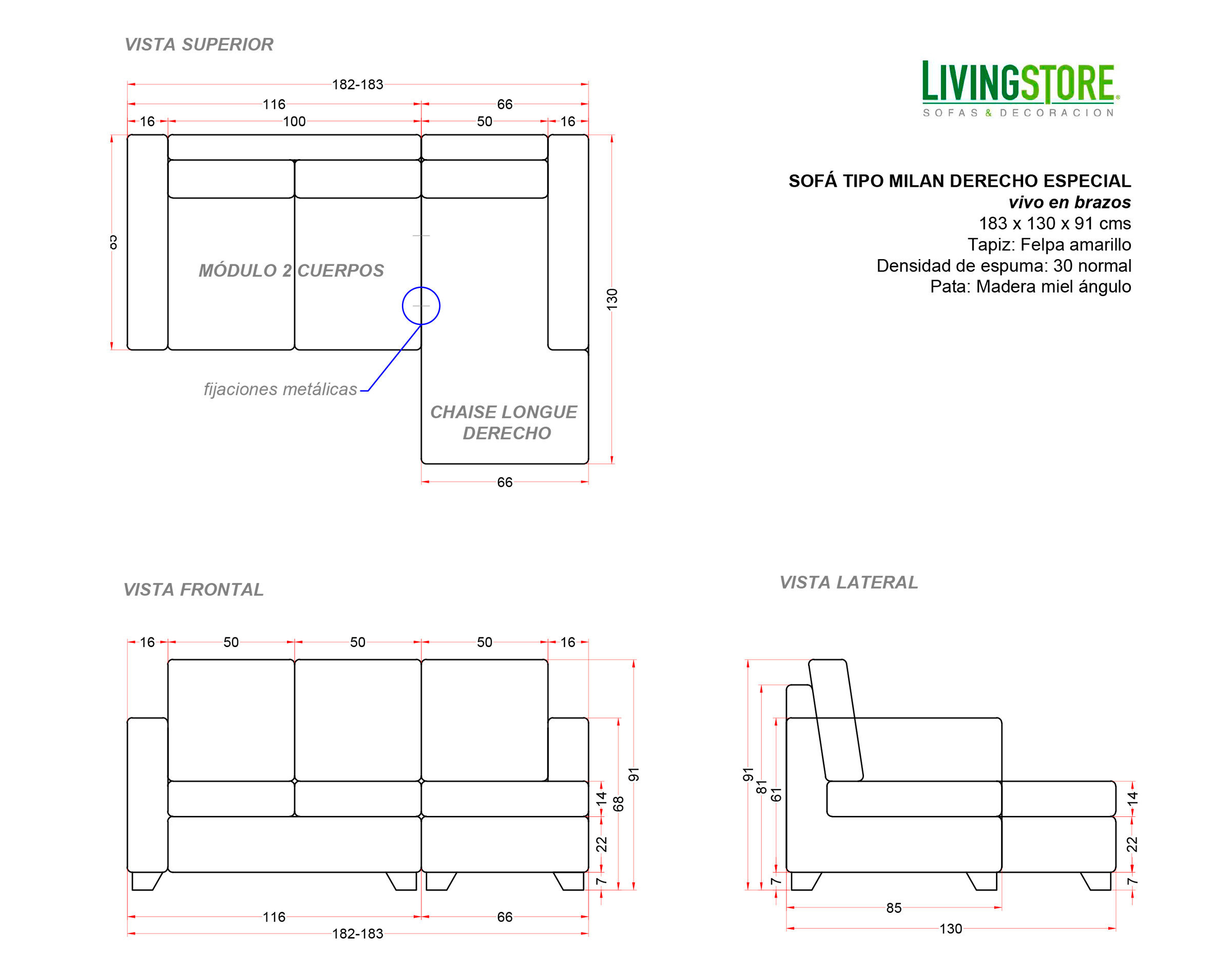 planimetria de sofa seccional modular