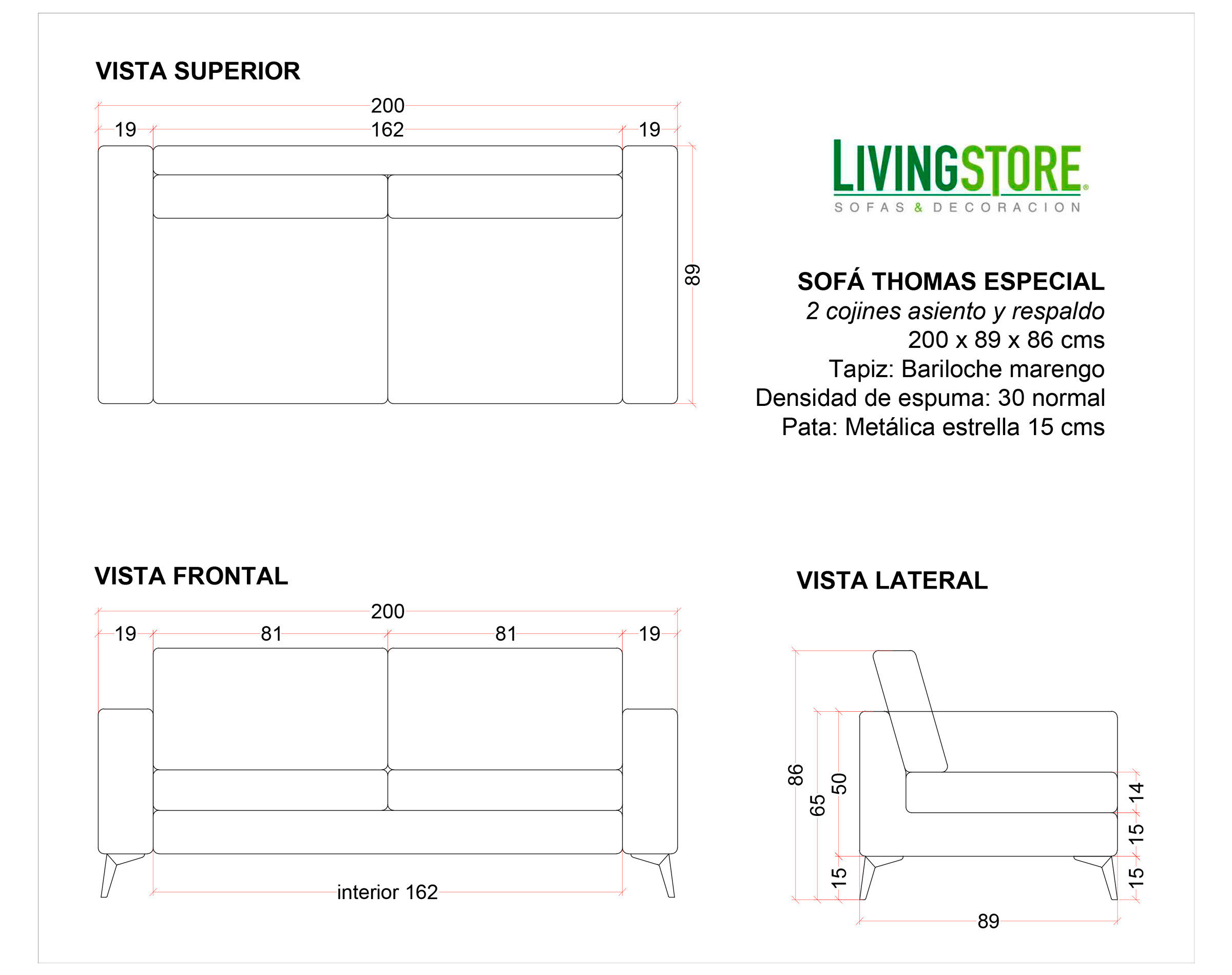 planimetria de sofá 200cm personalizado