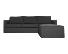 Sofá 3 cuerpos + pouf tapiz Delta con funda pespunte