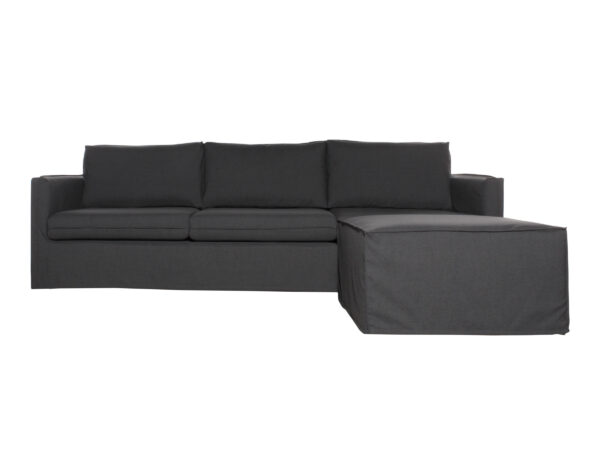 Sofá 3 cuerpos + pouf tapiz Delta con funda pespunte