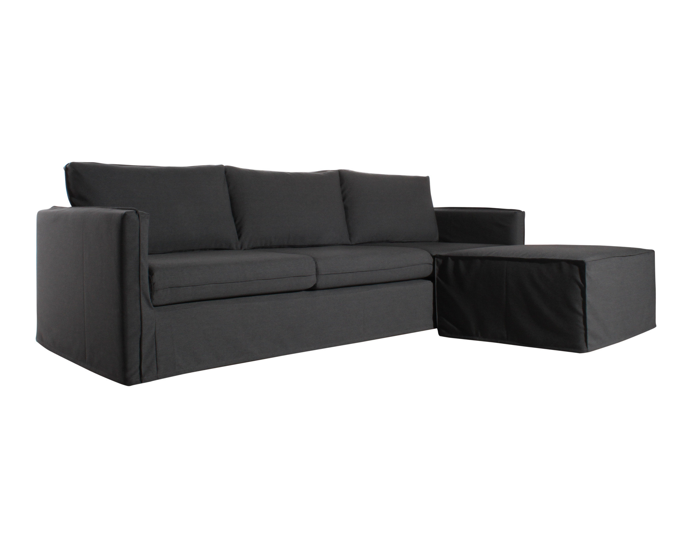 sofa color acero con chaise