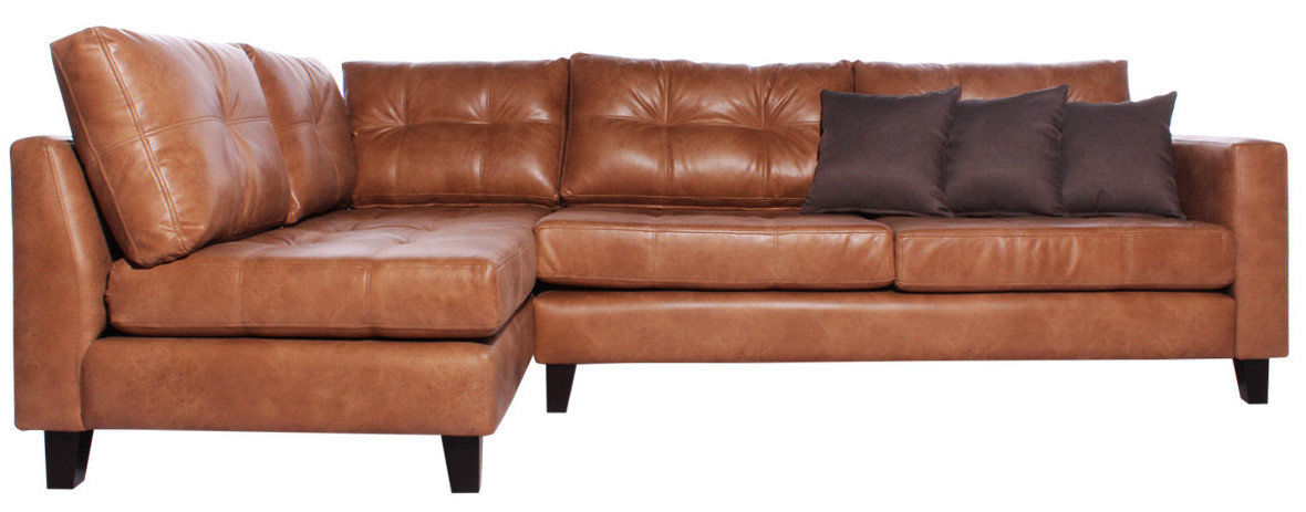 Sofa Modular Izquierdo Tela Envejecida Camel