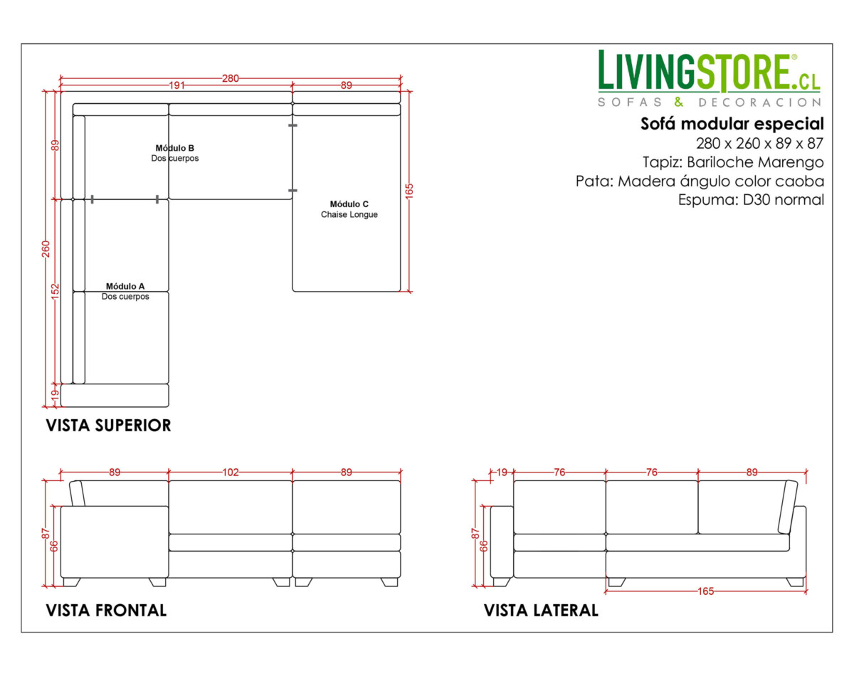 Sofa Modular Con Forma De U Planimetria