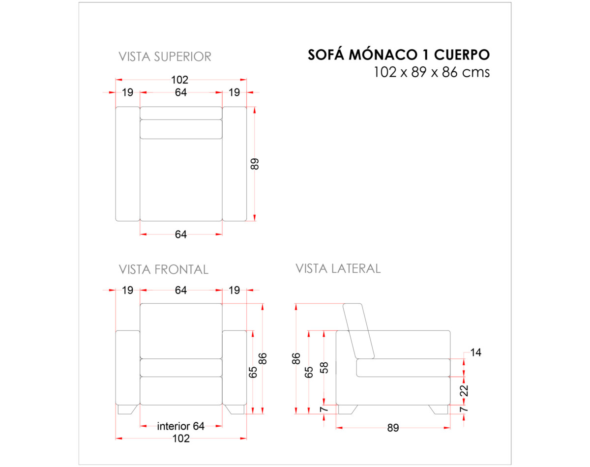 Sofa Monaco 1 Cuerpo