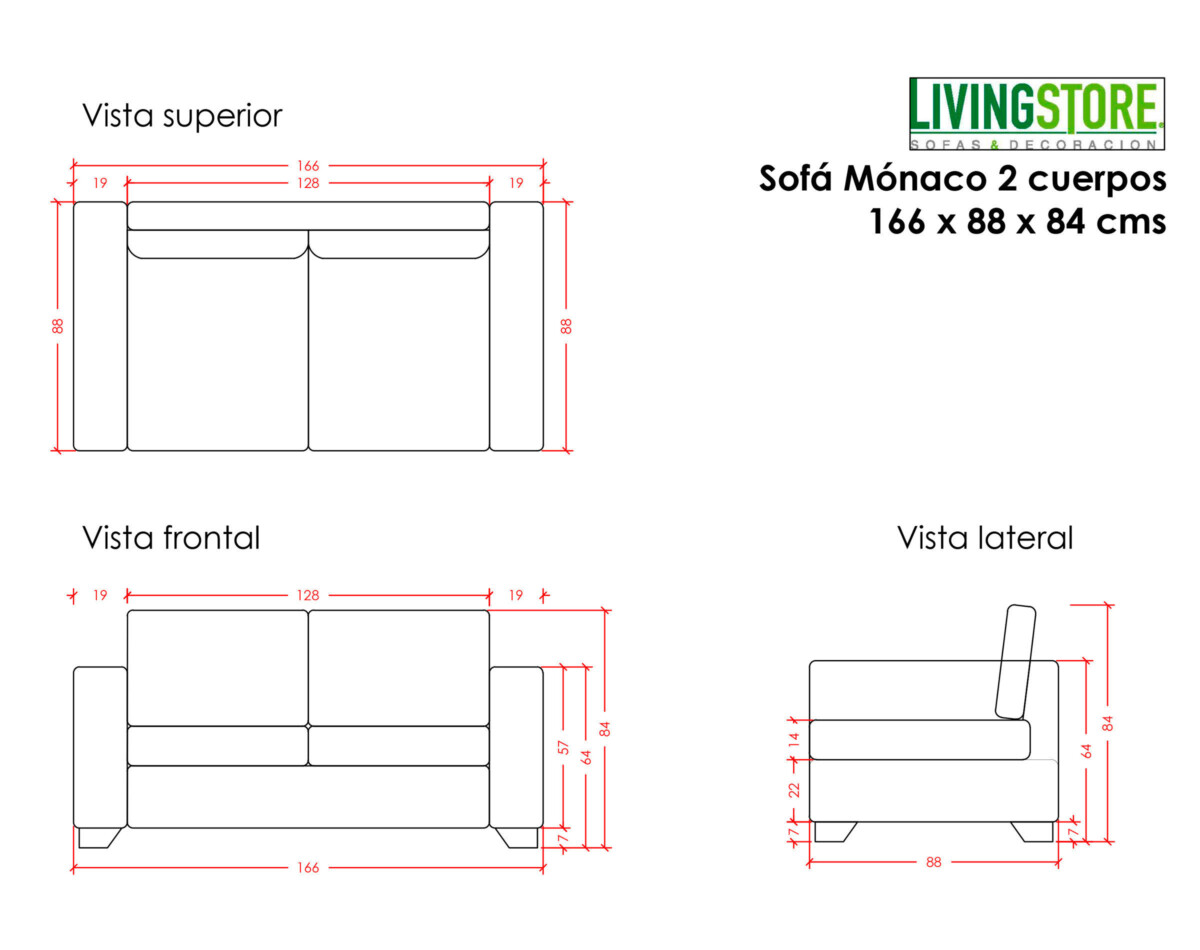 Sofa Monaco 2 Cuerpos