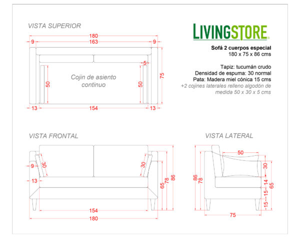 Planimetria Sofa Brazo Curva