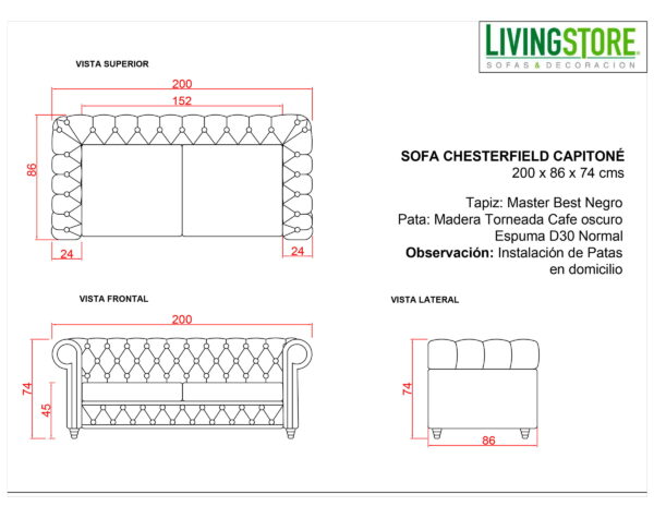 Planimetria Sofa Chester