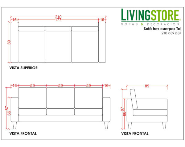 Sofa 3 Cuerpos Tai Planimetria