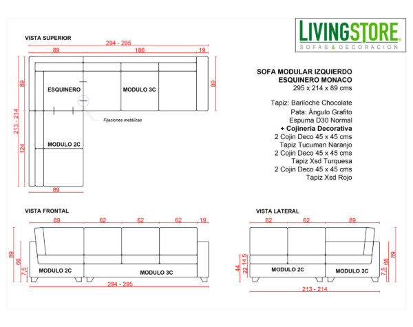 Planimetria Sofa Modular Bariloche