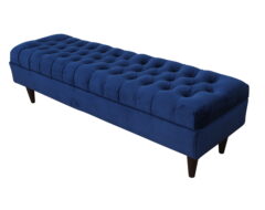 banqueta felpa azul capitone