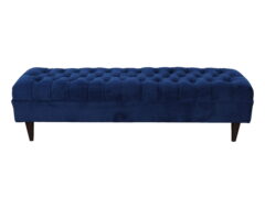 banqueta felpa azul capitone