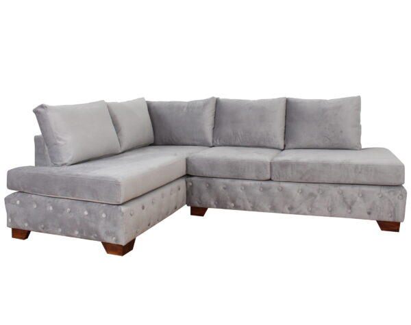 sofa modular izquierdo felpa frente capitone cosido