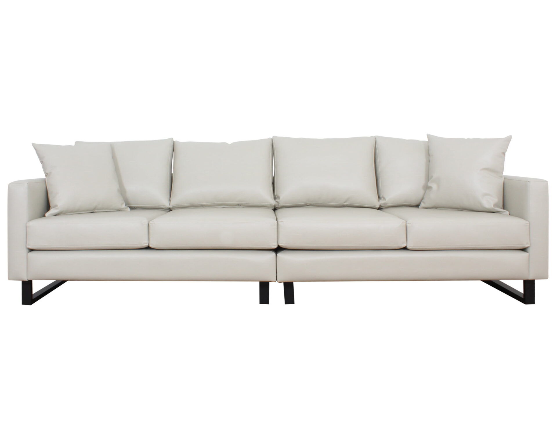 sofa 4 cuerpos pu clean marfil zocalo negro frente