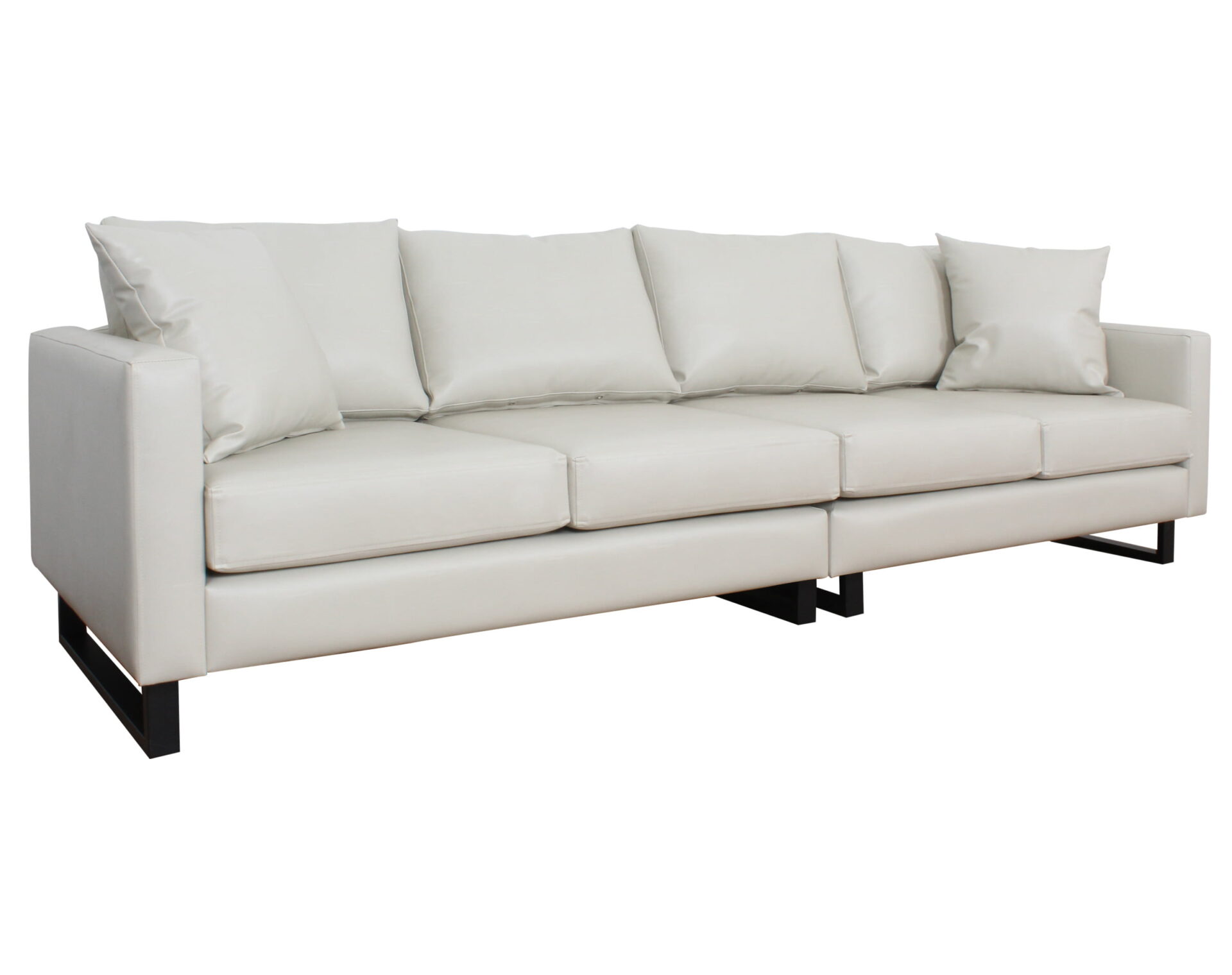 sofa 4 cuerpos pu clean marfil zocalo negro