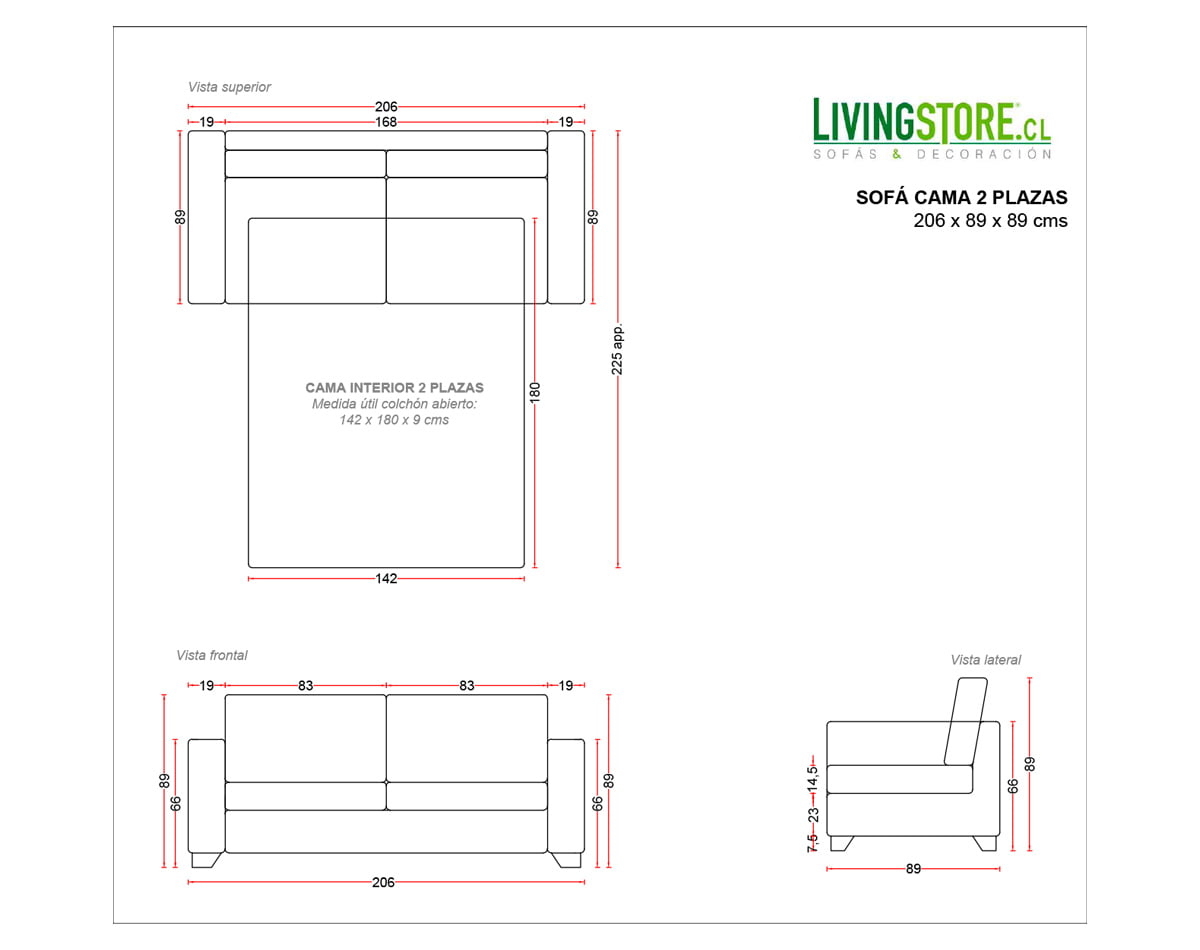planimetria sofa cama 2 plazas