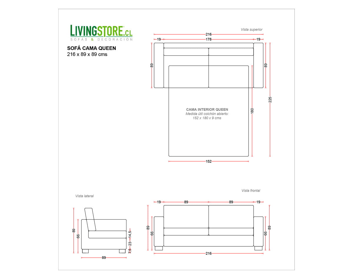 planimetria sofa cama queen