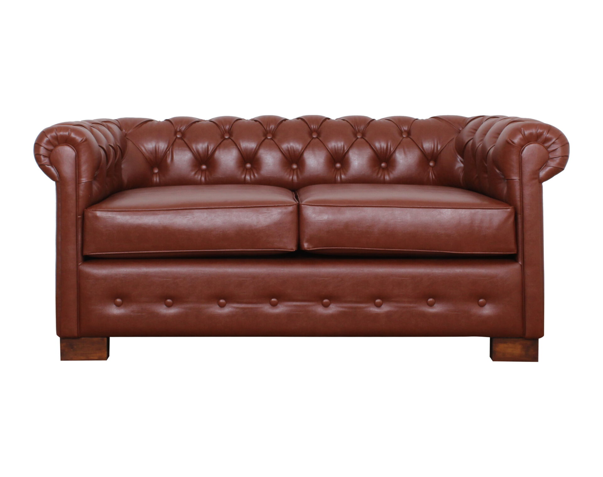 sofa chesterfield 2 cuerpos pu clean habano frente