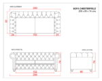 planimetria sofa chester 200 cm