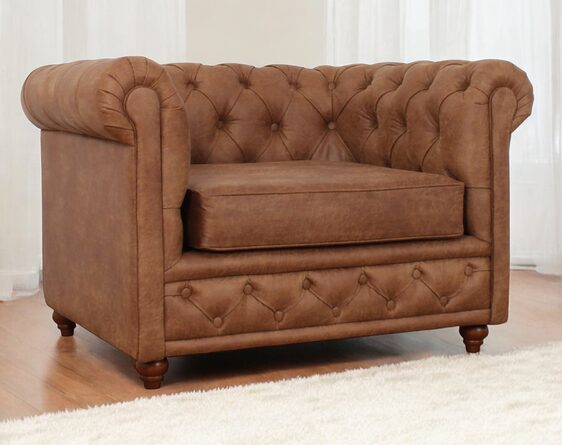 sillón chesterfield 1 cuerpo cuero bonded 70%