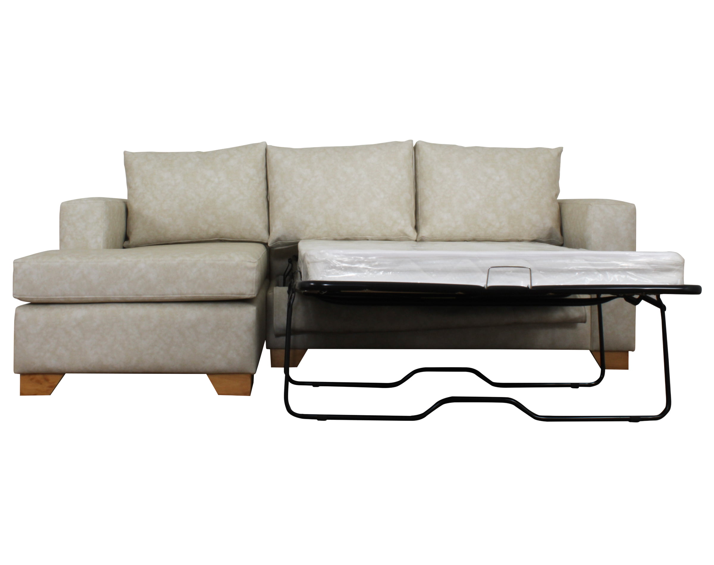 sofá cama seccional izquierdo colchón 1 1/2 plazas cuero sintetico pu motion