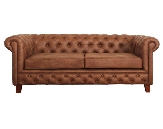 sofá chesterfield cuero bonded 70%