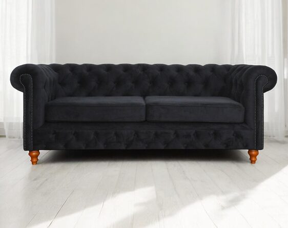 sofá chesterfield 3 cuerpos felpa soft velvet