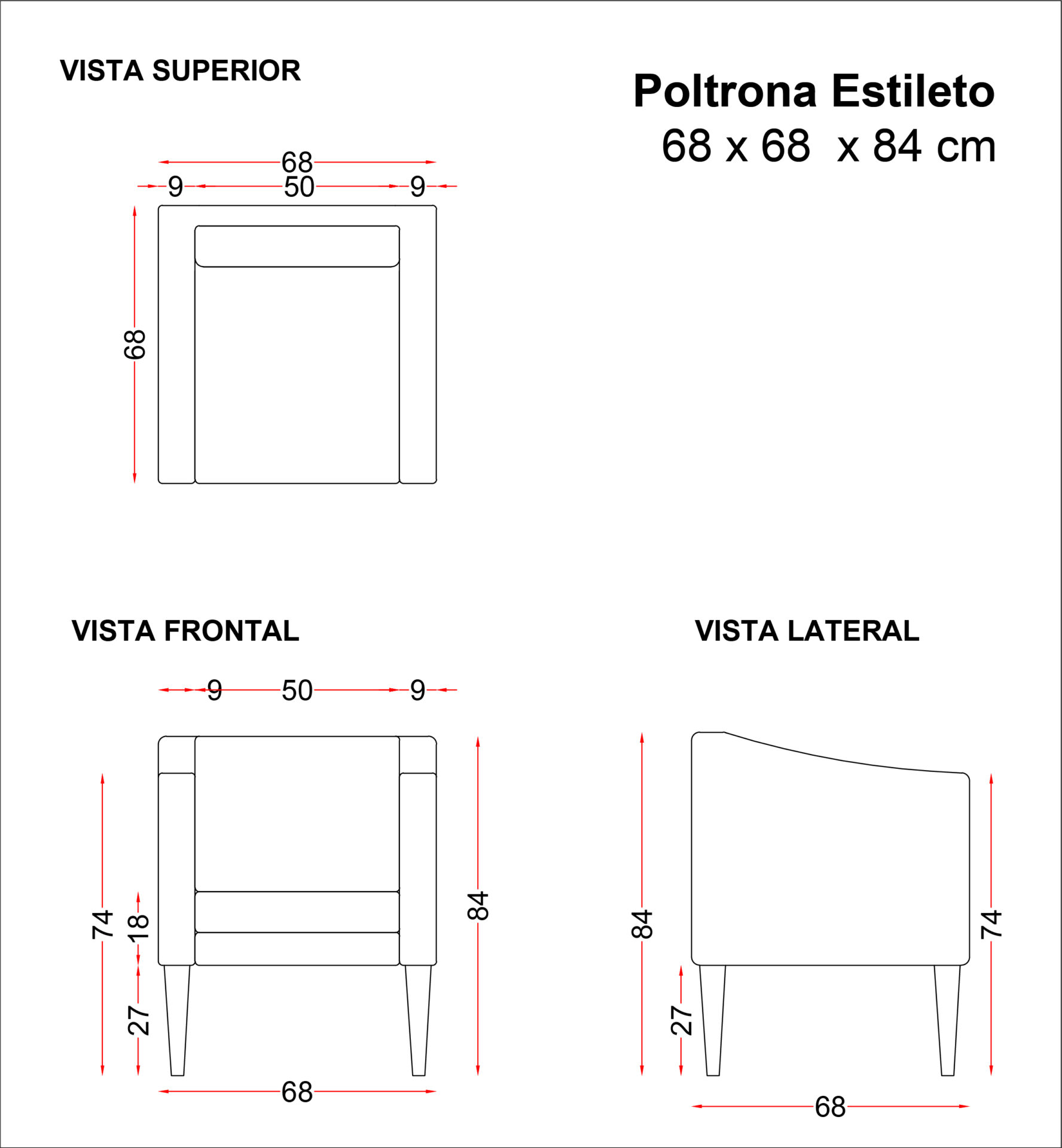 poltrona estileto cuero sintético master best