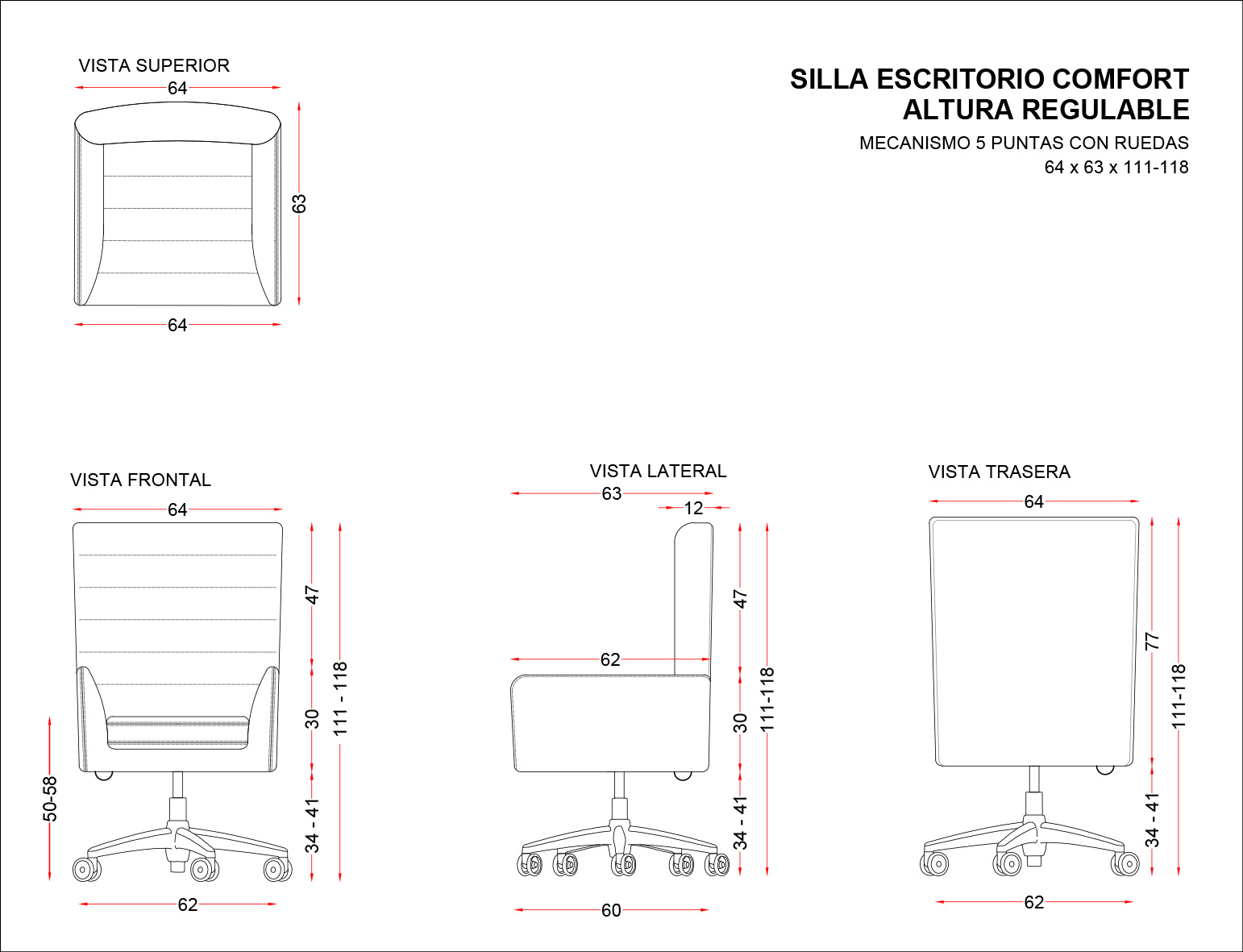 silla escritorio comfort