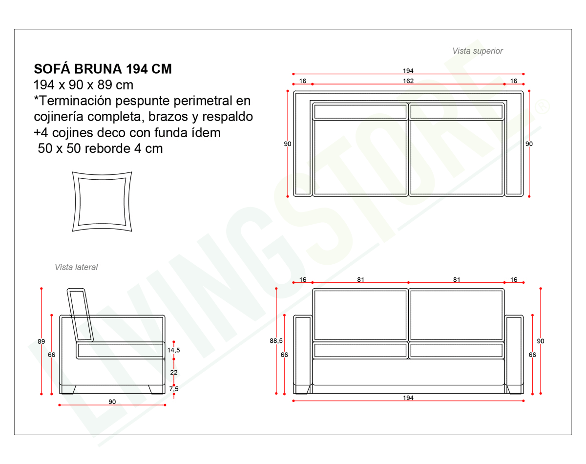 planimetria 2023 sofa bruna 194 cm