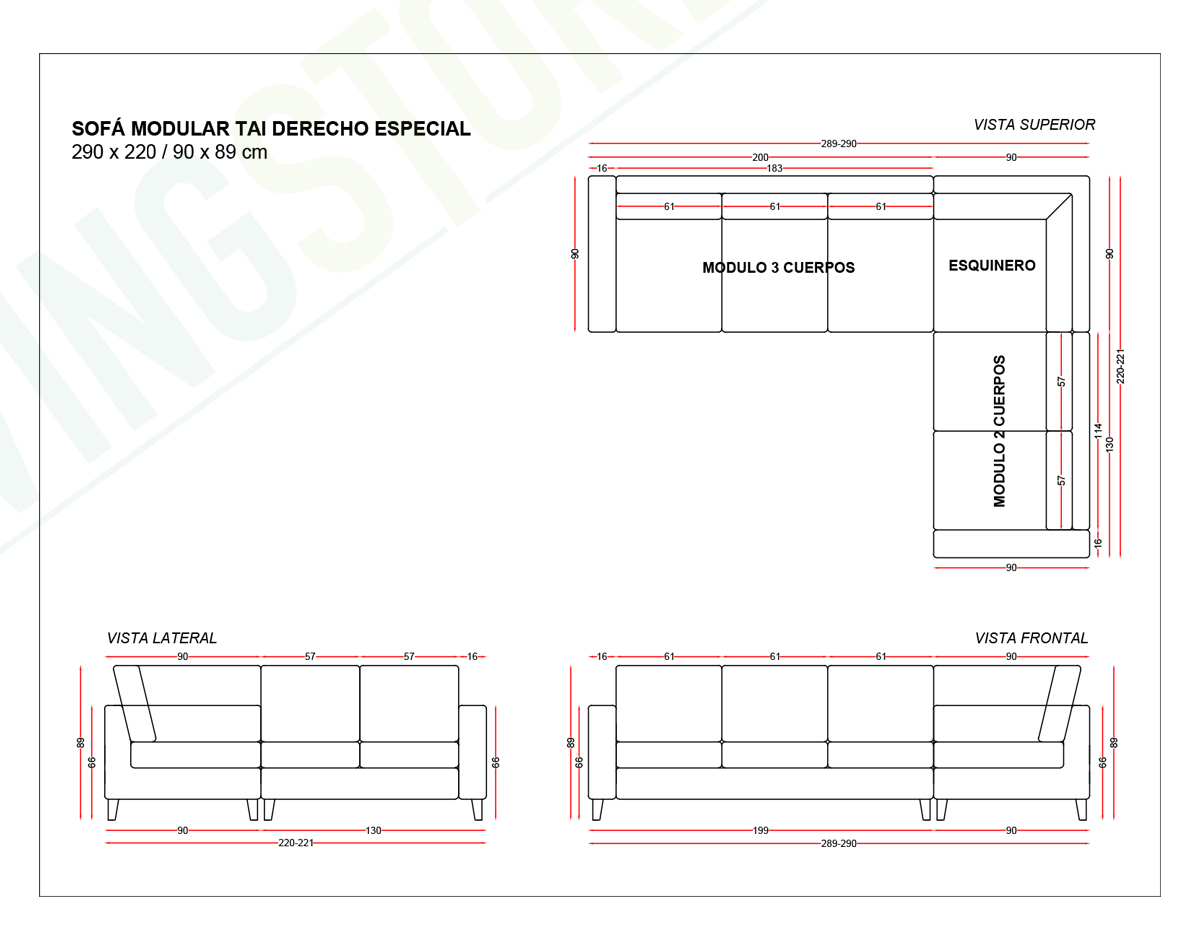 sofá modular derecho especial wr protect 52