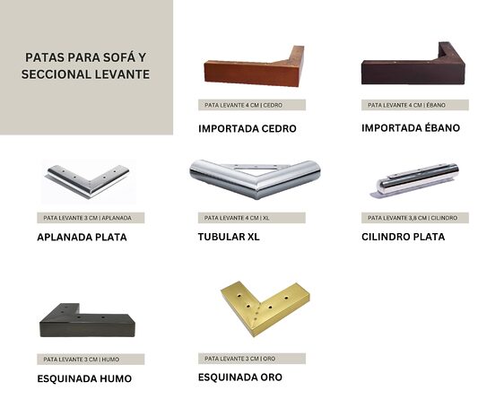 CATALOGO PATAS LEVANTE sofá seccional derecho levante cuero bonded 70%
