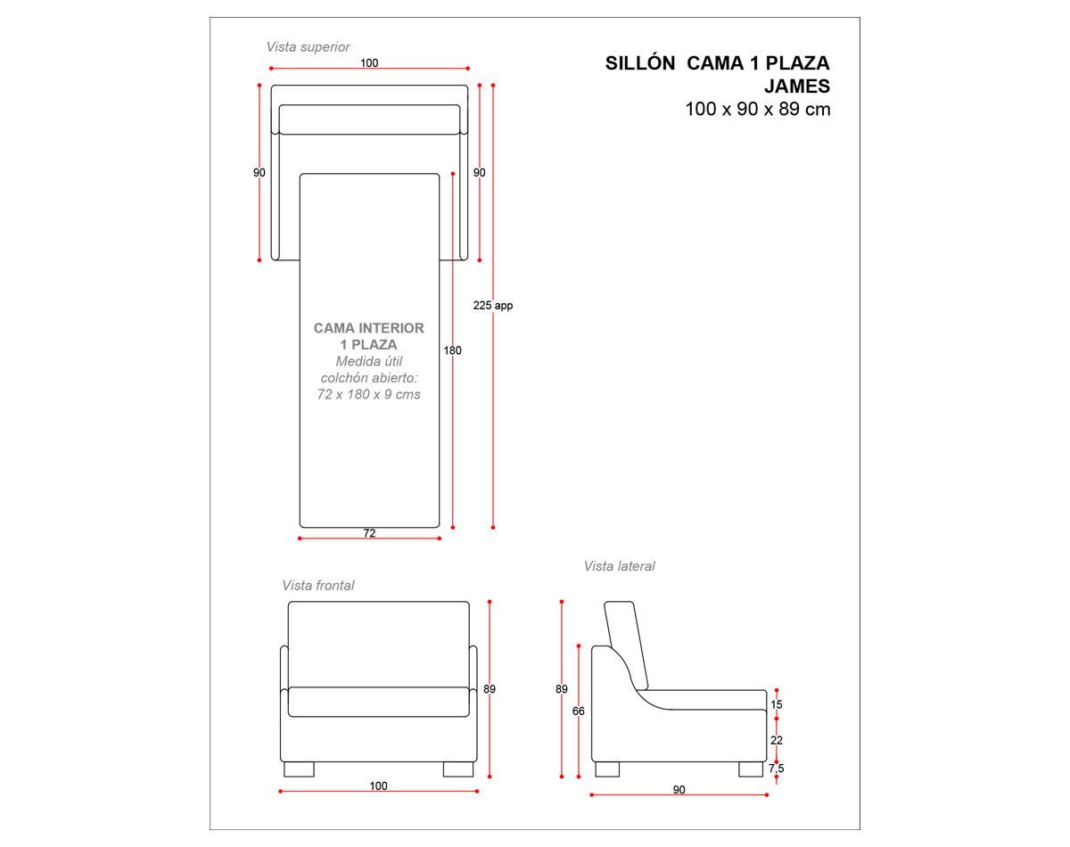 sillon cama james 1 plaza