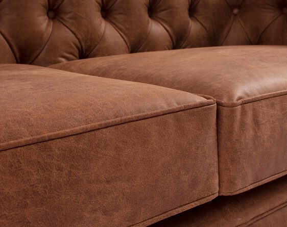 sofá chesterfield 3 cuerpos cuero bonded 70% whisky detalle cojin sofá chesterfield 3 cuerpos cuero bonded 70% whisky detalle cojin