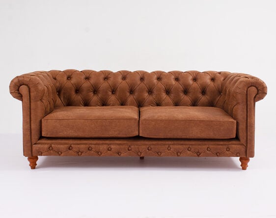 sofá chesterfield 3 cuerpos cuero bonded 70%
