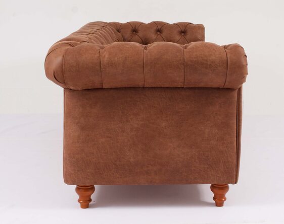 sofá chesterfield 3 cuerpos cuero bonded 70% whisky lateral sofá chesterfield 3 cuerpos cuero bonded 70% whisky lateral