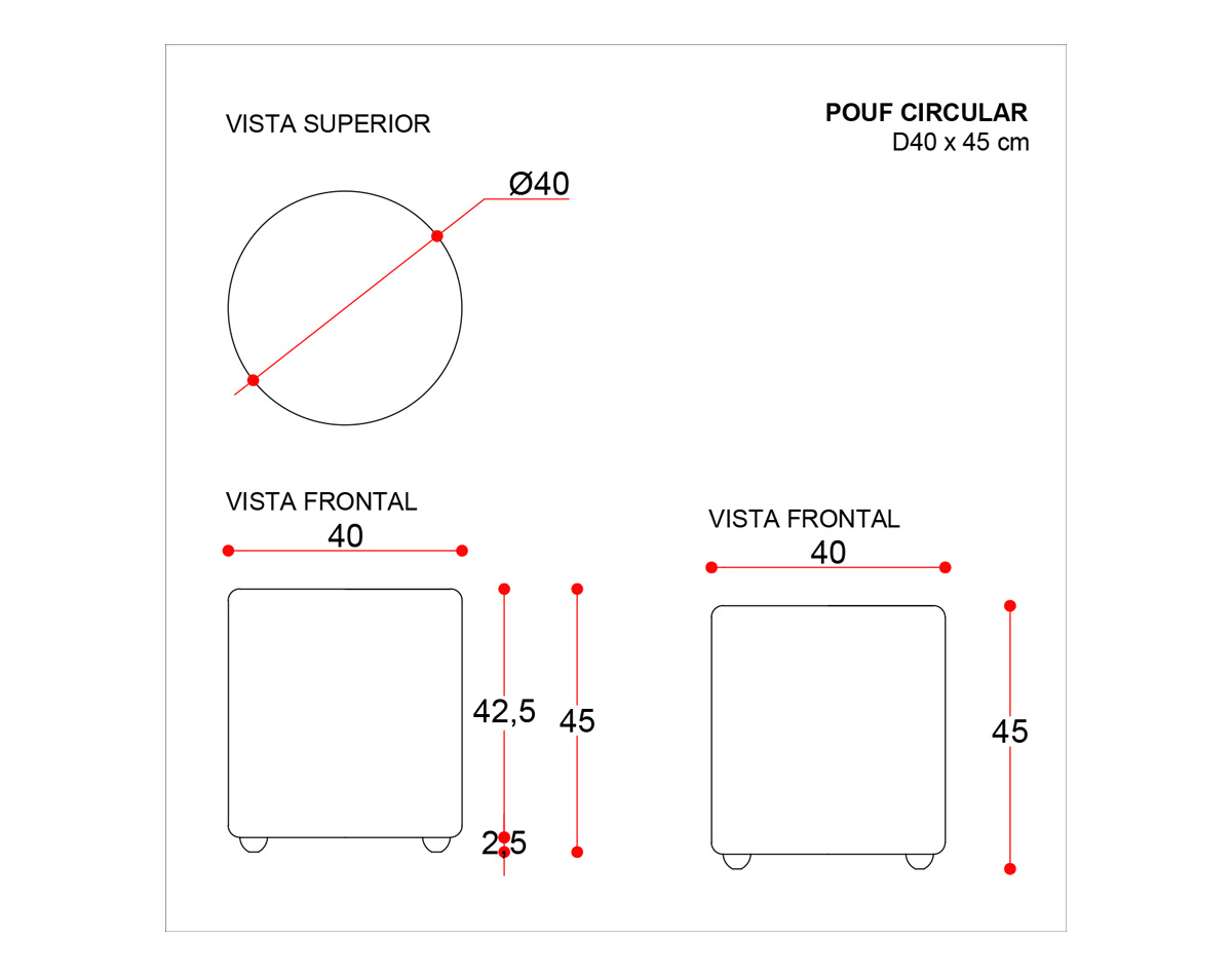 pouf circular cuero sintético megalight