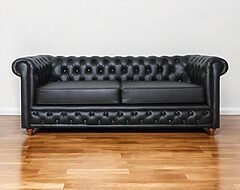 sofá chesterfield 3 cuerpos cuero sintético clean
