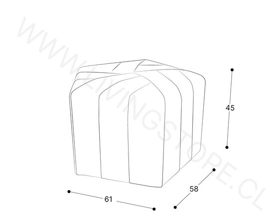 pouf pentágono cuero bonded 70%
