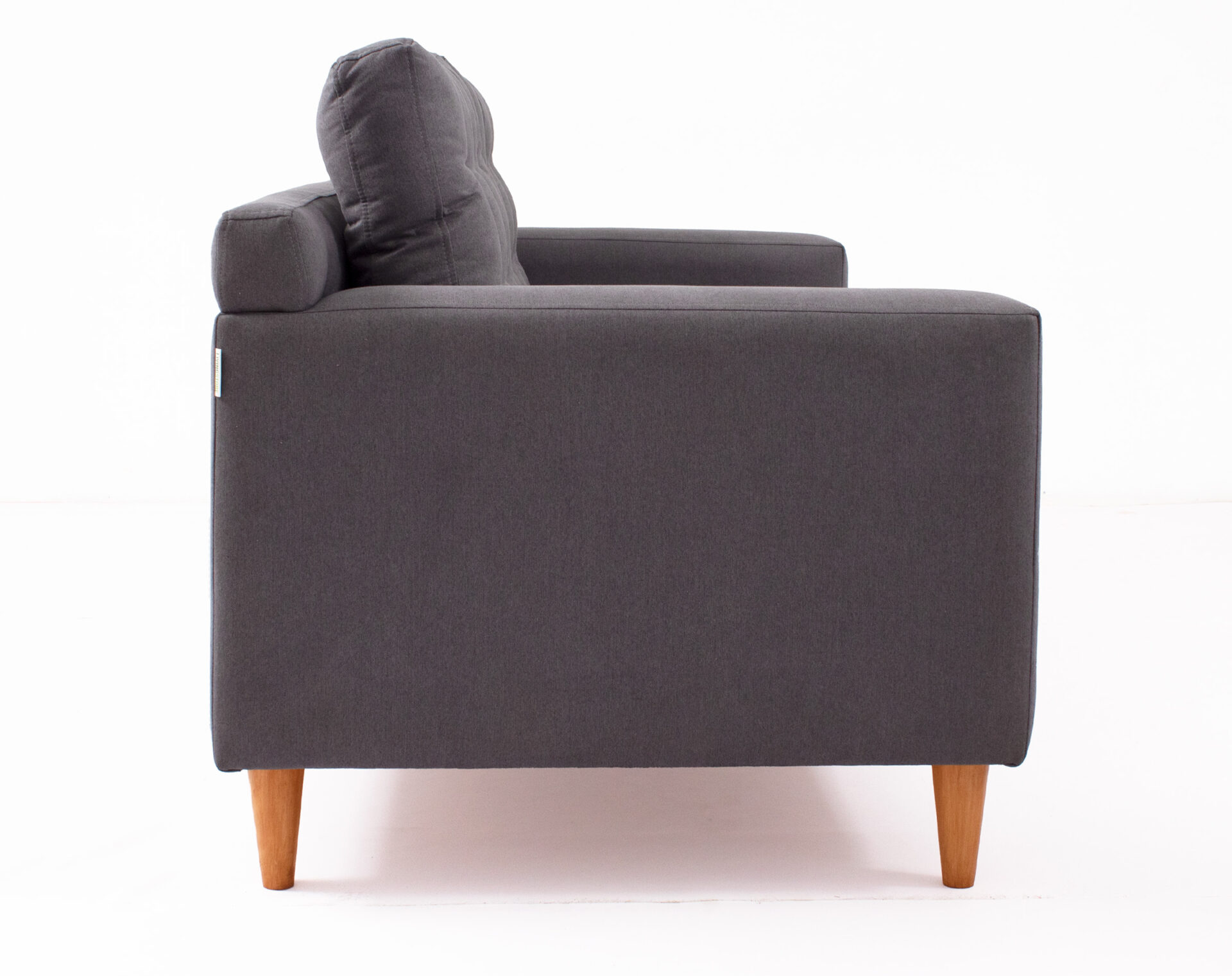 sofa 2 cuerpos respaldo isabella botones en respaldo tapiz vv 27 gris lateral