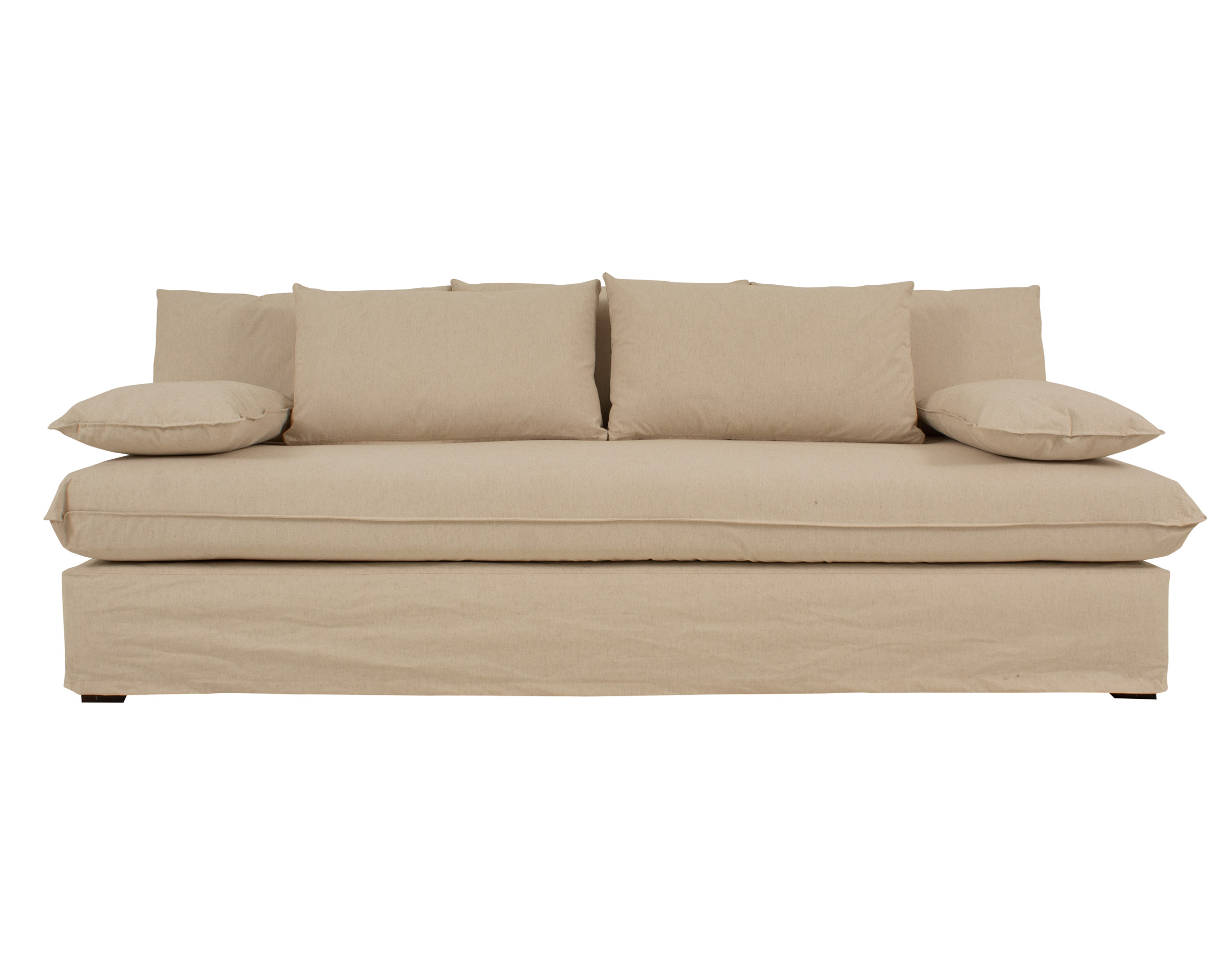 sofa 3 cuerpos sin brazos lino kal ivory y funda lino g con funda frente