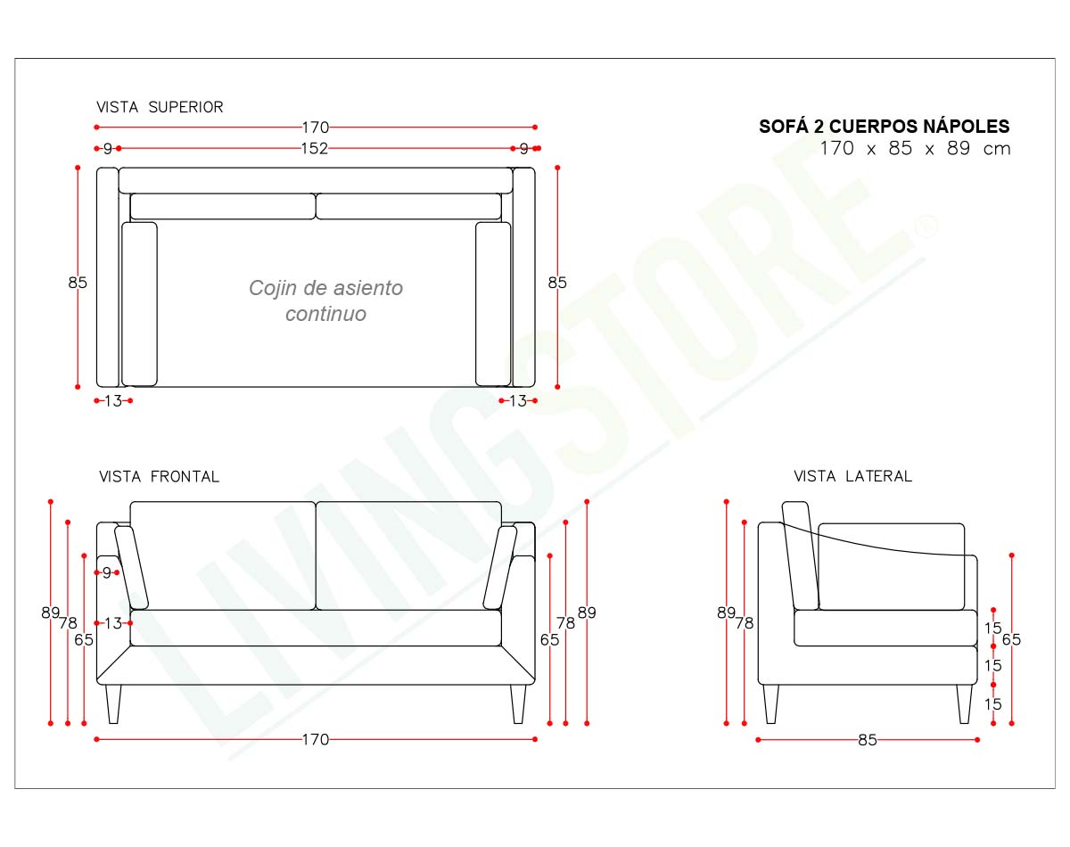 sofa 2 cuerpos,sofa de cuero,sofa 170 cm,sofa brazo curvo