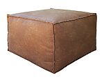 pouf cuadrado rústico cuero bonded 70%