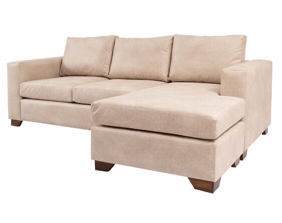 Sofá 3 Cuerpos Intercambiable Mónaco Cuero Bonded 70% beige lateral 2 Sofá 3 Cuerpos Intercambiable Mónaco Cuero Bonded 70% beige lateral 2