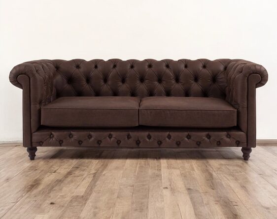 sofá chesterfield 3 cuerpos cuero bonded 30%